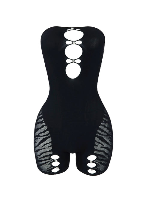 Celina Hollow Out Seamless Tube Romper Rompers + Jumpsuits EDGE One Black